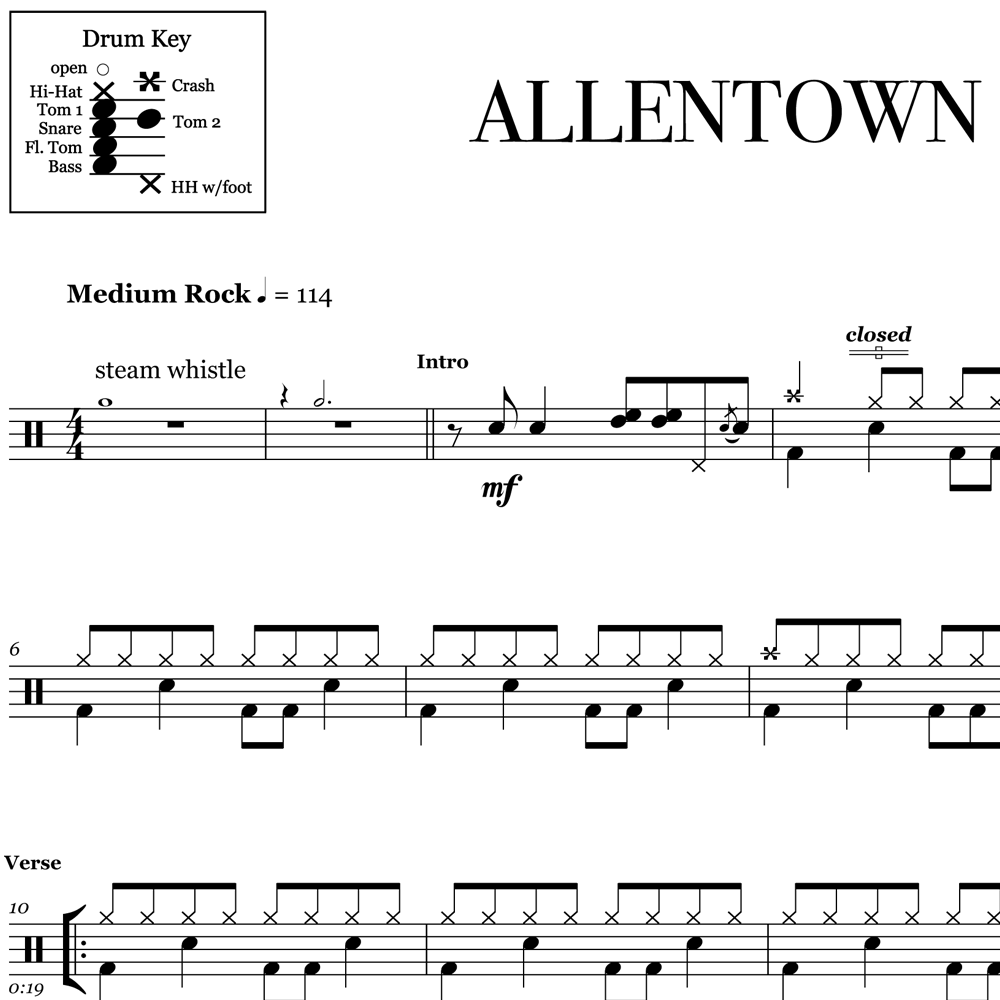 Allentown - Billy Joel - Drum Sheet Music