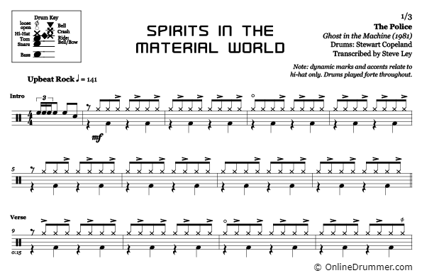 Spirits in the Material World - The Police - Drum Sheet Music