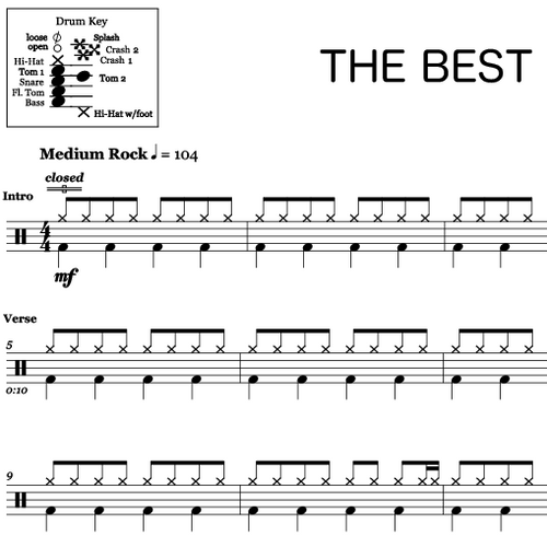 The Best - Tina Turner - Drum Sheet Music