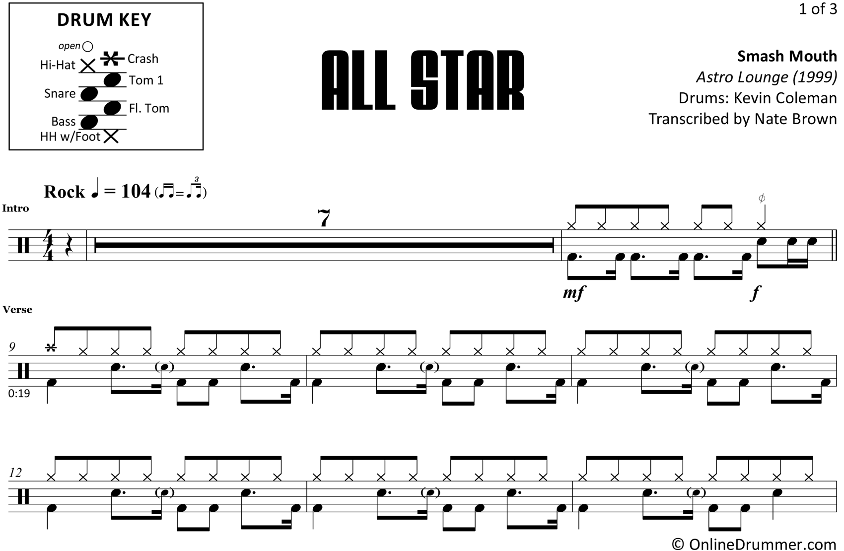 All Star - Smash Mouth - Noten für SchlagzeugAll Star - Smash Mouth - Noten für Schlagzeug  