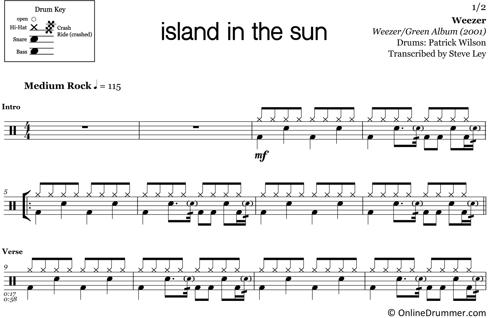 the Sun - Weezer - Partitura de bateriathe Sun - Weezer - Partitura de bateria  