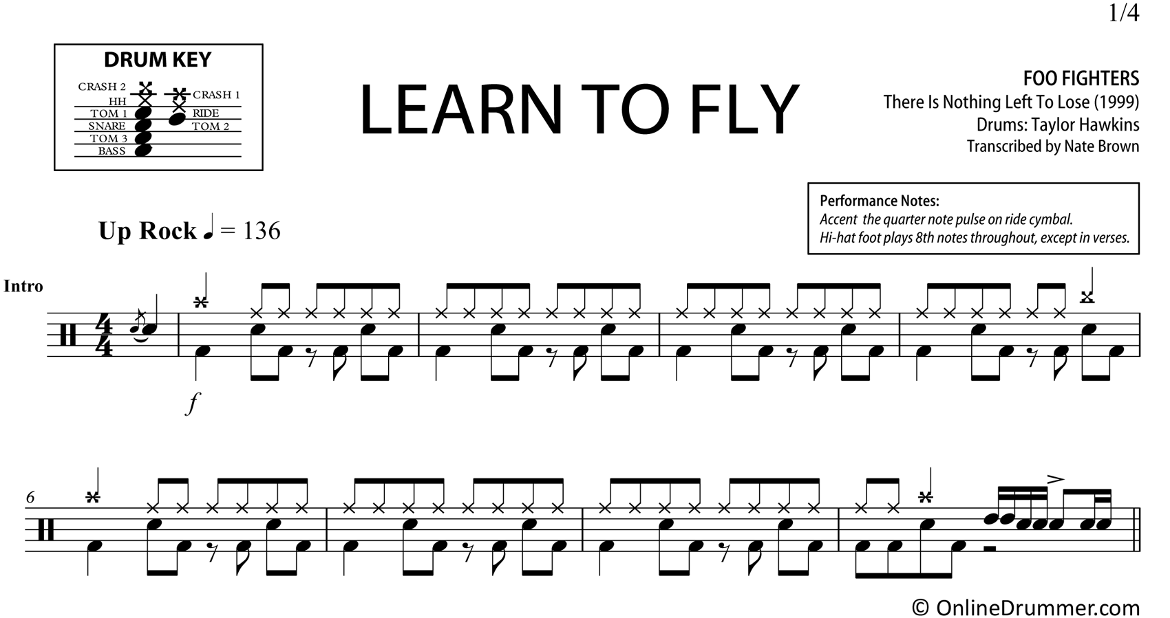 Learn To Fly Sheet Music | Foo Fighters | Guitar Lead Sheet